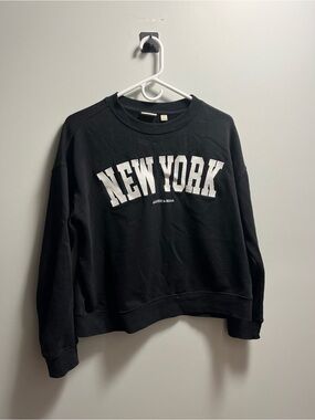 Scotch & Soda Black 'New York' Crewneck Sweatshirt with White Lettering